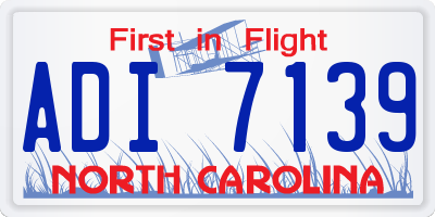 NC license plate ADI7139