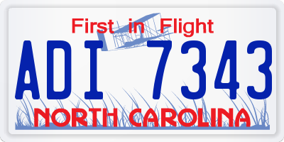 NC license plate ADI7343