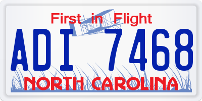 NC license plate ADI7468