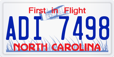 NC license plate ADI7498