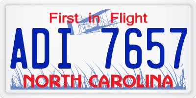 NC license plate ADI7657