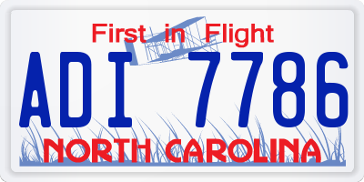 NC license plate ADI7786