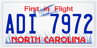 NC license plate ADI7972