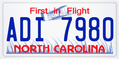 NC license plate ADI7980