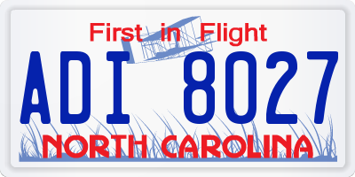 NC license plate ADI8027