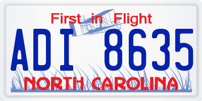 NC license plate ADI8635