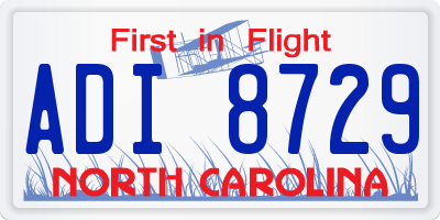 NC license plate ADI8729