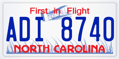 NC license plate ADI8740