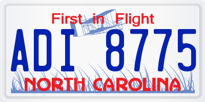 NC license plate ADI8775