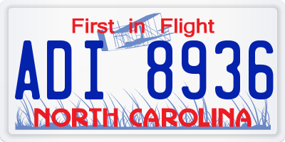 NC license plate ADI8936