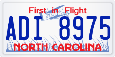 NC license plate ADI8975