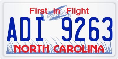 NC license plate ADI9263