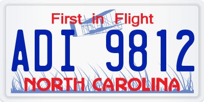 NC license plate ADI9812