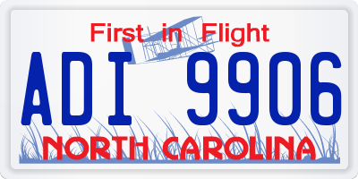 NC license plate ADI9906