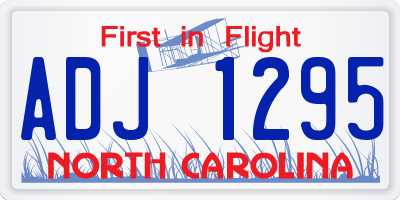 NC license plate ADJ1295