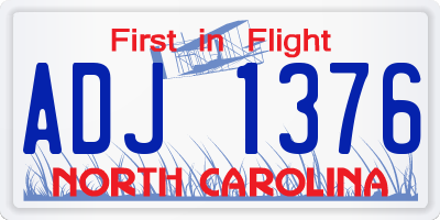 NC license plate ADJ1376