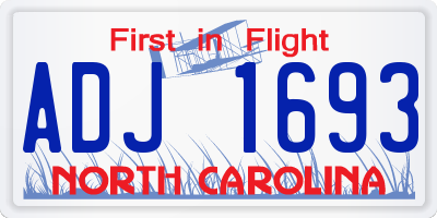 NC license plate ADJ1693