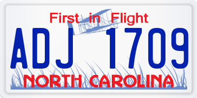 NC license plate ADJ1709