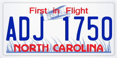 NC license plate ADJ1750