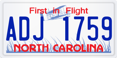 NC license plate ADJ1759