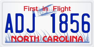 NC license plate ADJ1856
