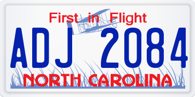 NC license plate ADJ2084