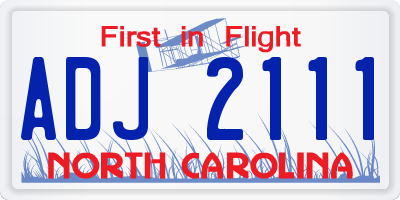 NC license plate ADJ2111
