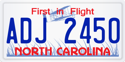 NC license plate ADJ2450