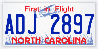 NC license plate ADJ2897