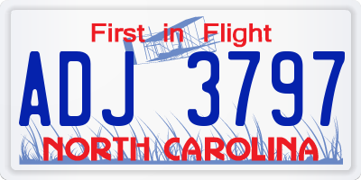 NC license plate ADJ3797