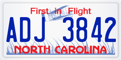 NC license plate ADJ3842