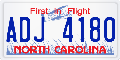 NC license plate ADJ4180