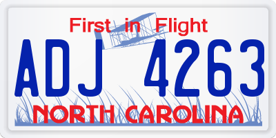 NC license plate ADJ4263