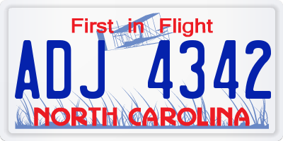 NC license plate ADJ4342