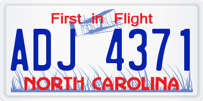 NC license plate ADJ4371