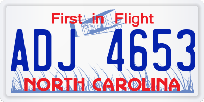 NC license plate ADJ4653