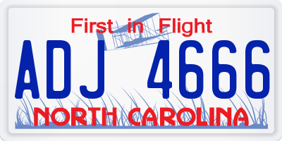NC license plate ADJ4666