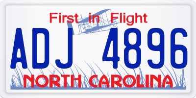 NC license plate ADJ4896