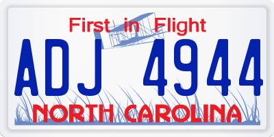 NC license plate ADJ4944