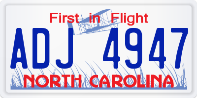 NC license plate ADJ4947