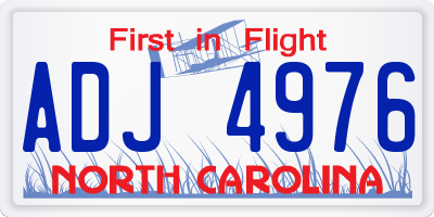 NC license plate ADJ4976