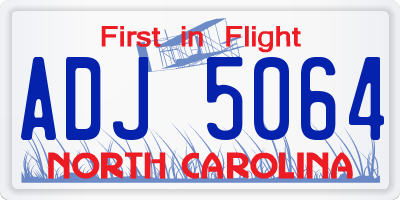 NC license plate ADJ5064