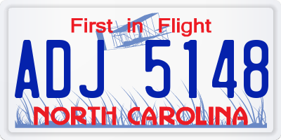 NC license plate ADJ5148