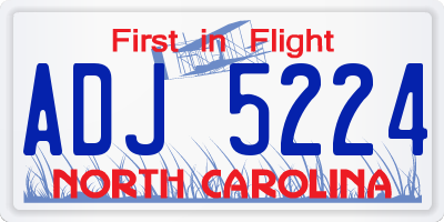 NC license plate ADJ5224