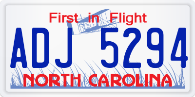 NC license plate ADJ5294