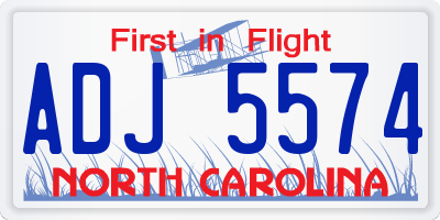 NC license plate ADJ5574