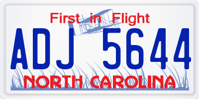 NC license plate ADJ5644