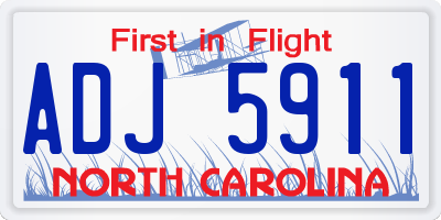 NC license plate ADJ5911