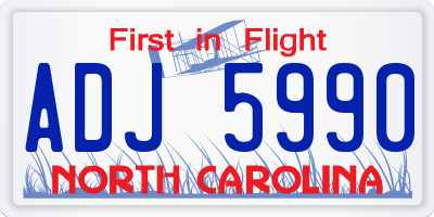 NC license plate ADJ5990