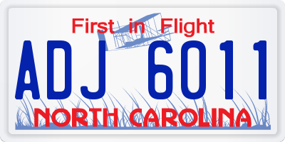 NC license plate ADJ6011